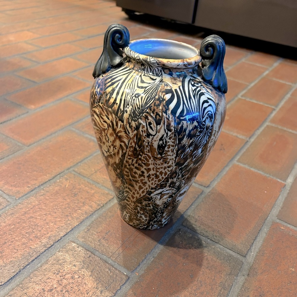2nd of 3 animal print vases. Vintage.